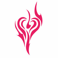 Vibrant Pink Tribal Heart Flame Logo Vector