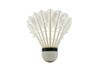 Isolated Badminton shuttlecock on neutral backdrop, white feather racquet sport equipment object