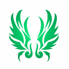 Vibrant Green Tribal Wings Emblem