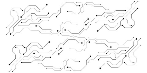 Circuit board digital abstract background. Motherboard technology texture design. AI semiconductor and computer processor on tech bg. Vector illustration
