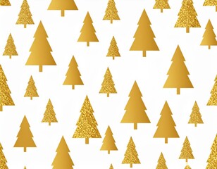 Obraz premium Golden Christmas tree pattern with five-star rating icons, a seamless vector illustration for holiday decoration and success celebration
