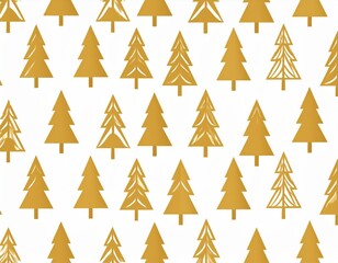 Obraz premium Golden Christmas tree pattern with five-star rating icons, a seamless vector illustration for holiday decoration and success celebration