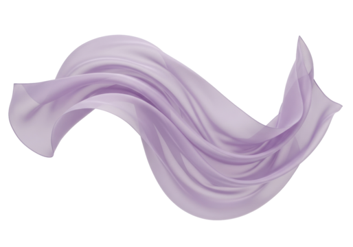 Light purple flowing fabric PNG isolated on transparent background, soft textile material for fashion and design projects