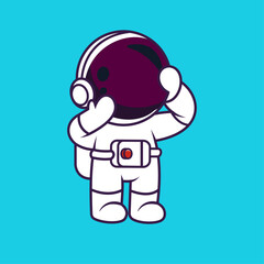 Cute Astronaut with Purple Helmet , Adorable Space Explorer Character Vector Illustration for Kids and Cartoon Design