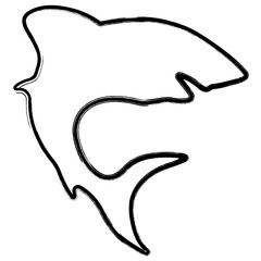shark icon, brush strokes, vector illustration on white background.