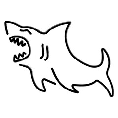 shark icon, brush strokes, vector illustration on white background.