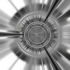 Twisted infinite reflective tunnel creating a metallic vortex, modern abstract art