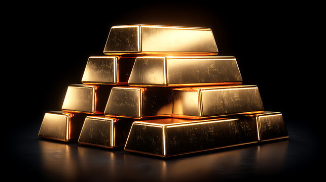 Digital cryptocurrency investment growing value of gold bars in modern finance studio environment close-up view