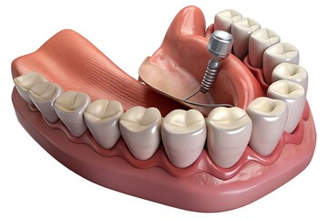 Extraction and Implantation, complex immediate surgery. Medically accurate 3D illustration of dental treatment