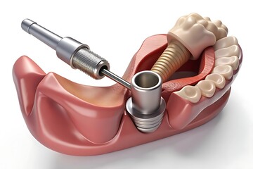 Extraction and Implantation, complex immediate surgery. Medically accurate 3D illustration of dental treatment