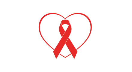 Raising Awareness Education on HIV/AIDS Prevention with a Heart Ribbon - A Symbol of Solidarity