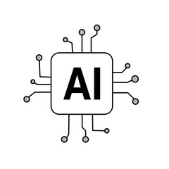 人工知能のイメージ画　シンプルなAIのイラスト　アイコン　マーク　生成AI  モノクロ  シルエット　光