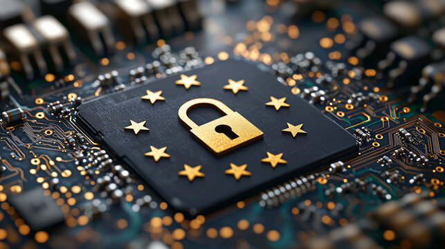 Secure digital symbol representing the European Union's commitment Generative AI - Powered by Adobe