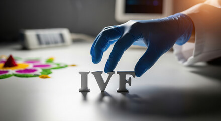 Hopeful Journey: Medical Hand Arranging IVF Letters, Fertility Treatment