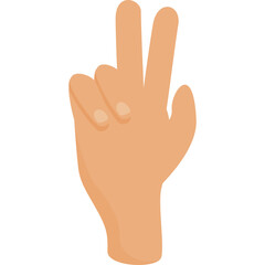Human hand showing two fingers raised in a peace or victory gesture with a neutral skin tone against a clean white background