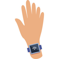 Human Hand Wearing Smartwatch with Wifi Symbol on Transparent Background Digital Technology and Connectivity Concept
