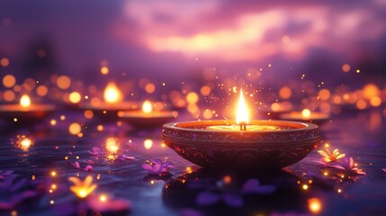 Banner design for diwali festival and podium,Diwali light decoration candle with fireworks,Stage,Product display Showcase design sparkle background,Deepavali,Dipavali,3D podium illustration.