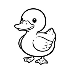 Cute Duck Outline PNG | Baby Duckling Vector | Cartoon Bird Illustration