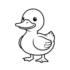 Cute Duck Outline PNG | Baby Duckling Vector | Cartoon Bird Illustration