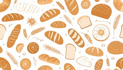 An illustration of various baked bread patterns, evoking warmth and the art of baking