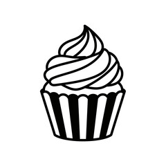 Cupcake Icon PNG | Sweet Dessert Vector | Black and White Bakery Outline Illustration