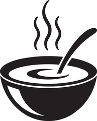 A cup of soup with a spoon silhouette icon vector illustration
