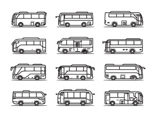Obraz premium Coach Bus Side line art urban journey