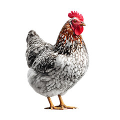 Fototapeta premium Close-up of a speckled hen isolated on transparent background