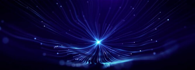 Blue light particle light effect background, slow motion, abstract line digital transmission particle light effect. Technology digital wave concept. Abstract motion wave blue dots, defocused glow. - Powered by Adobe