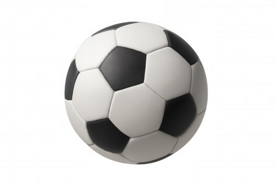 Soccer ball for sports, games, and leisure activities, featuring a traditional design with black and white panels. Transparent background - Powered by Adobe