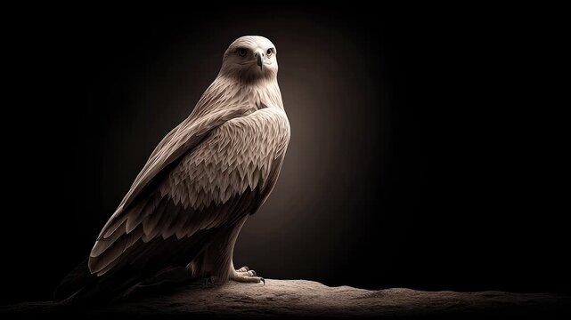 Eagle Stands Proudly on Rock with Piercing Gaze