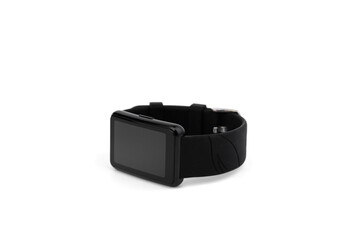 Black smartwatch isolated on white background.