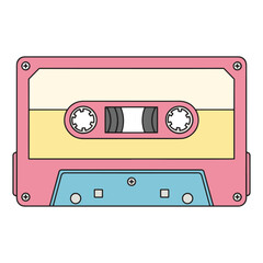 Fototapeta premium A cheerful pink daisy with a happy smiley face center, an isolated retro 70s hippie flower power vector graphic