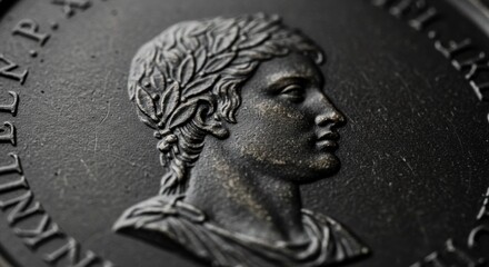 Nobel prize commemoration design featuring classic profile of laureate