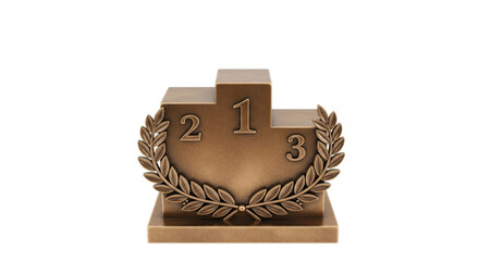 Bronze podium with laurel wreath, symbol of victory, achievement, success, competition, and leadership