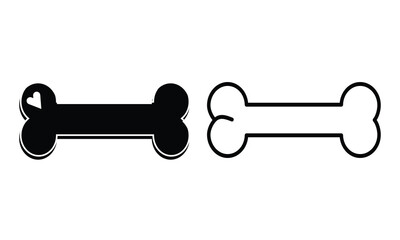 Dog bone icons. Bone silhouette and outline. Vector EPS 10
