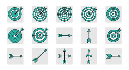 Target and arrow icons, symbolizing precision, accuracy, and strategic focus for achieving goals and objectives