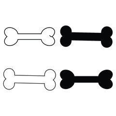 Dog bone icons. Bone silhouette and outline. Vector EPS 10
