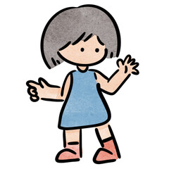 Watercolor girl student, children.  illustration