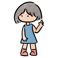 Watercolor girl student, children.  illustration