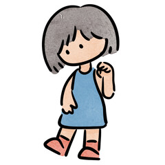 Watercolor girl student, children.  illustration