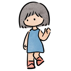 Watercolor girl student, children.  illustration