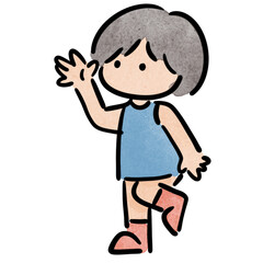 Watercolor girl student, children.  illustration