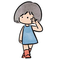 Watercolor girl student, children.  illustration