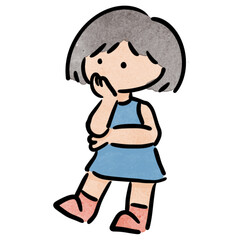 Watercolor girl student, children.  illustration