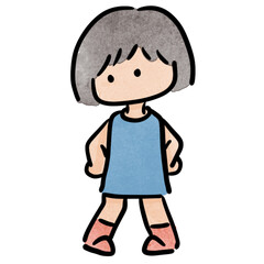 Watercolor girl student, children.  illustration