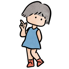 Watercolor girl student, children.  illustration