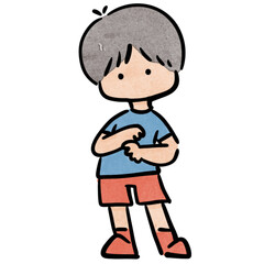 Watercolor boy student, children.  illustration