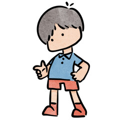 Watercolor boy student, children.  illustration