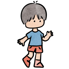 Watercolor boy student, children.  illustration